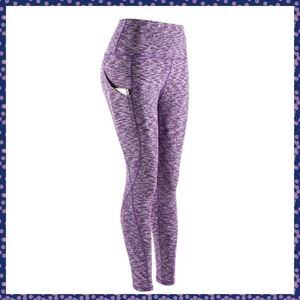 ODODOS Athletic Leggings Purple And White Wide Waistband Size Medium Yoga